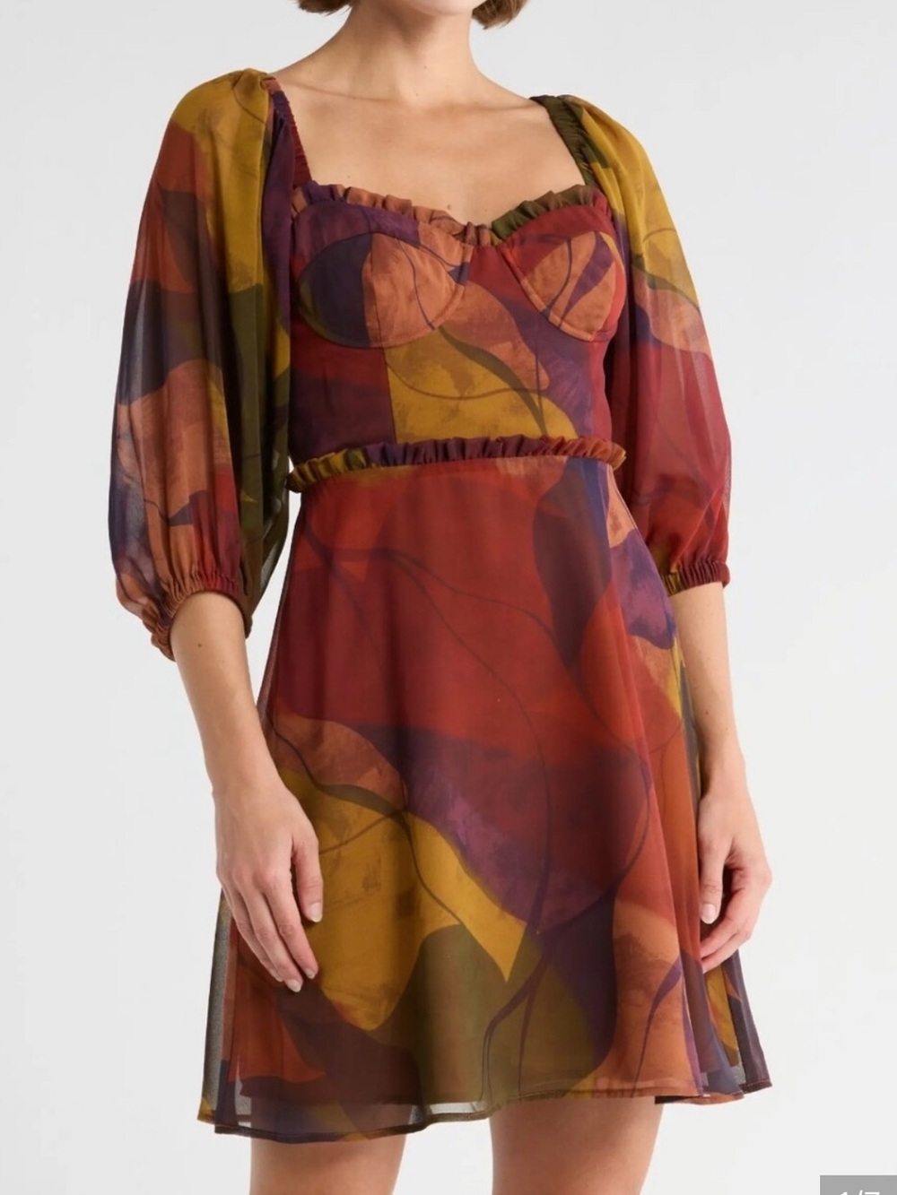 Hutch Cisco Multicolor Mini Dress Small Size 4 Fall Sheer Anthropologie NWOT